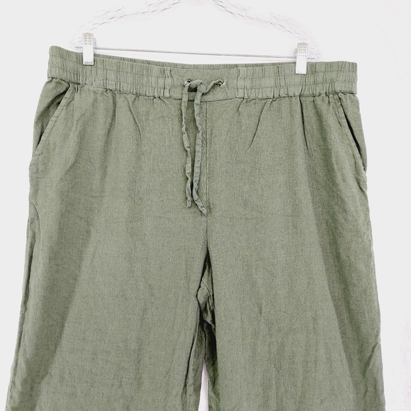 Naturals D&Co. Green High Rise Wide Leg Cropped Loose Fit Trousers 3451 - Picture 3 of 9